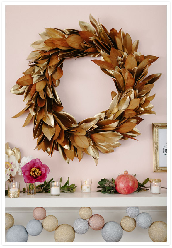 gold magnolia leaf wreath