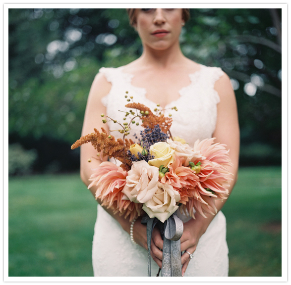 shades of pink and peach bouquet