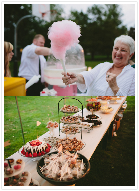 cotton candy and assorted desserts table