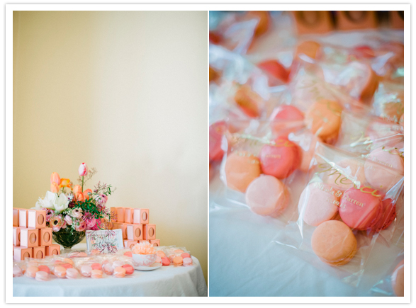 peach and pink macaroon guests gifts