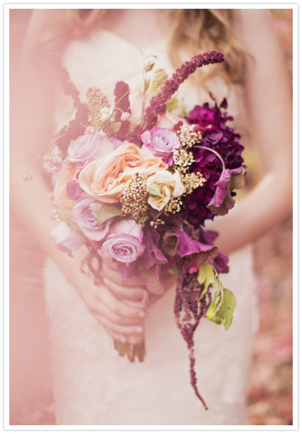 Lavender, peach and plum bouquet