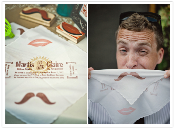 custom stamped mustache and mouth handkerchief 