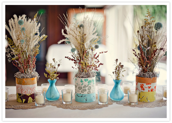 tin can dried floral centerpieces