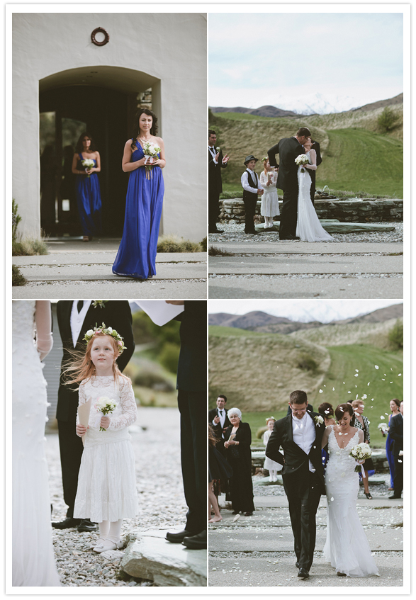 cobalt blue bridesmaid dresses and flower girl flower crown
