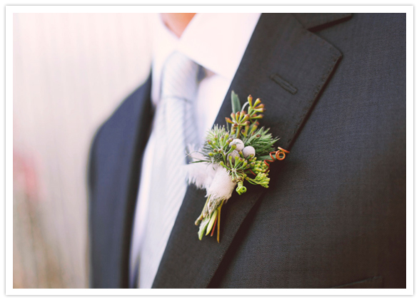 succulent and greens boutonniere 