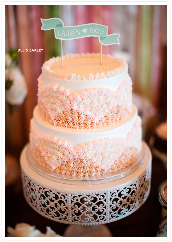 soft pink scalloped wedding cake