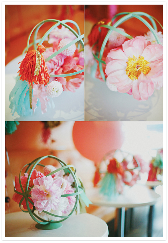 globe flower centerpieces and tassel accents