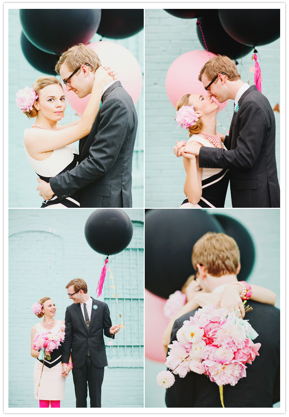 romantic pink and black engagement portraits