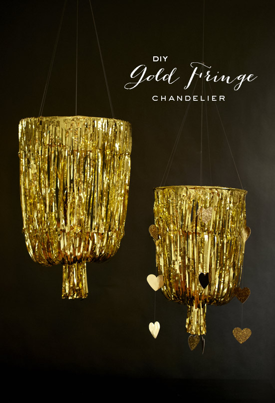 diy gold fringe chandelier 