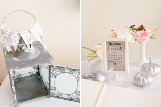 metal lantern and delicate floral accents