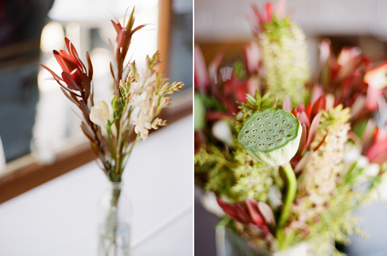 green and red floral arrangements