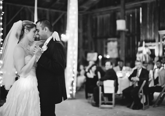 romantic first dance surrounded by twinkle lights
