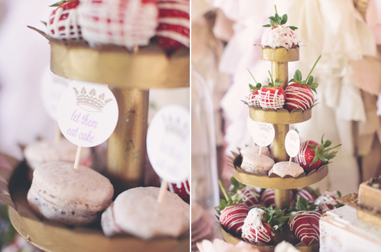 frosted strawberries and macaron tower