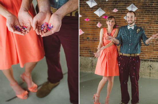geometric confetti and orange BHLDN Feria dress