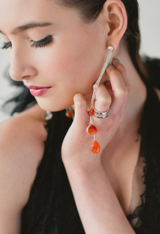 Linda Penwarden drop orange jewel earrings