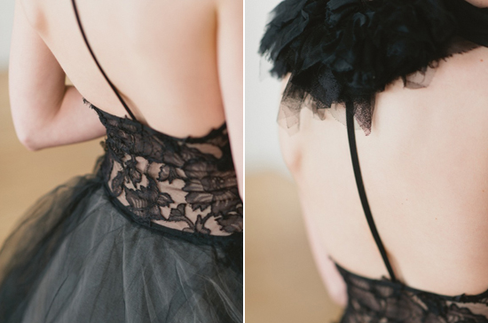 Vera Wang black lace and chiffon halter dress with intricate bare back
