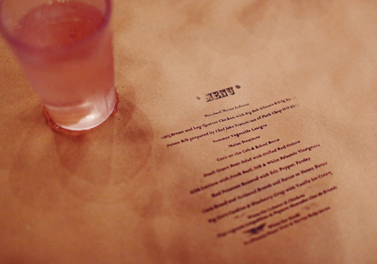 brown paper table cloth and menu stamp | Photo by Angelica Glass