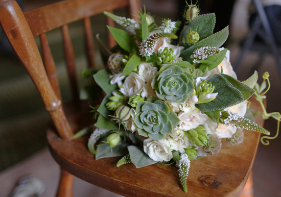 succulents, artichokes and passion flower bouquet | Photo by Angelica Glass