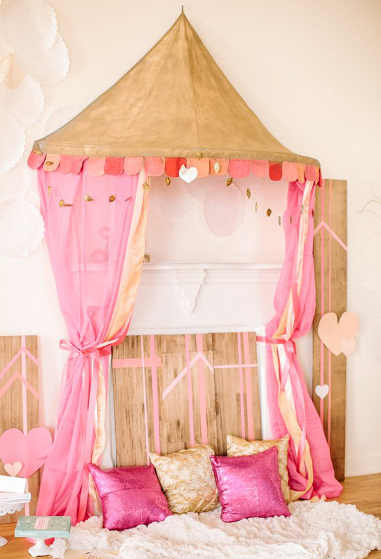 pink and gold tent