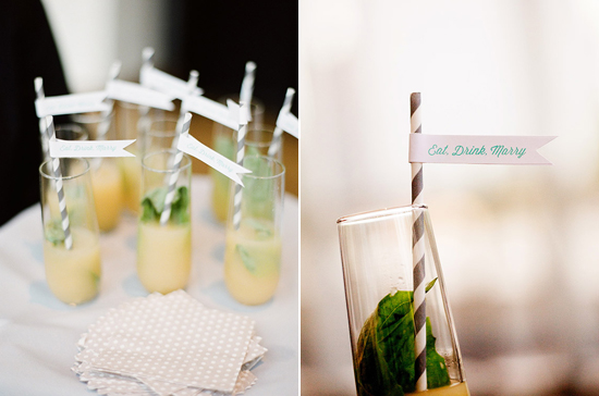 "Eat, Drink and Marry" paper straw flags