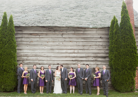 rustic barn wedding party portrait