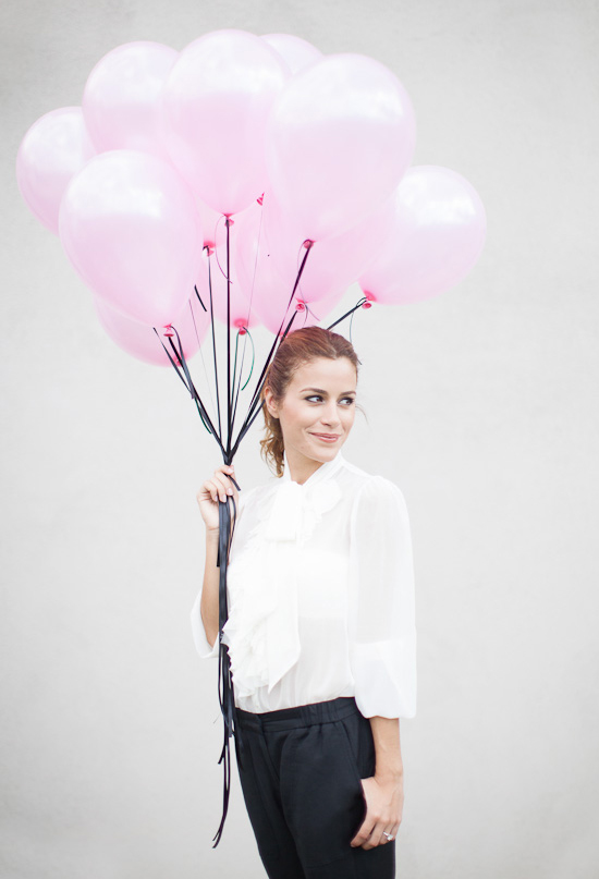 pink balloons for the bride
