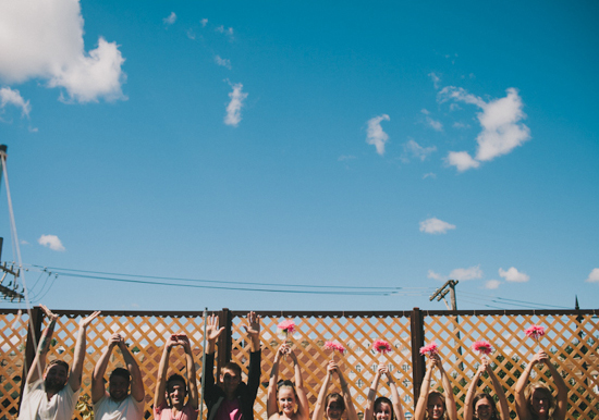 quirky wedding party portrait