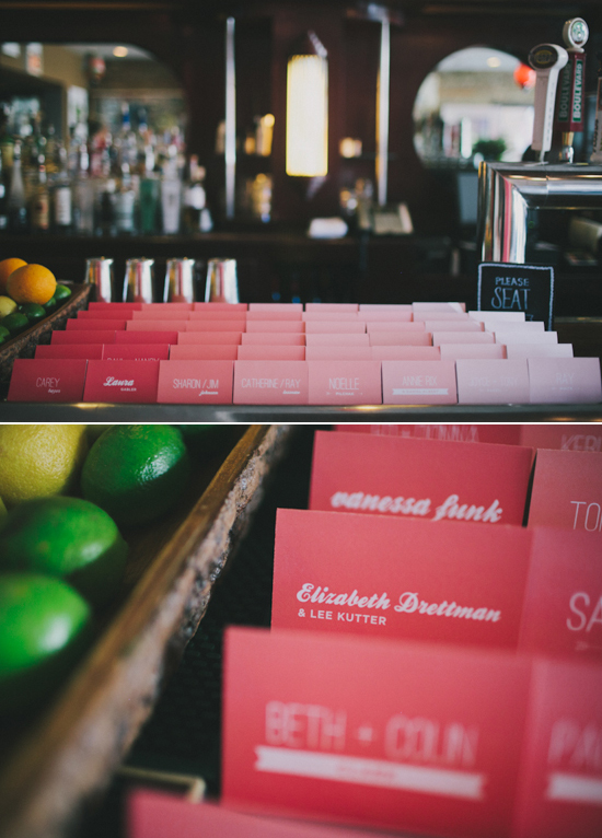 ombre pink escort cards