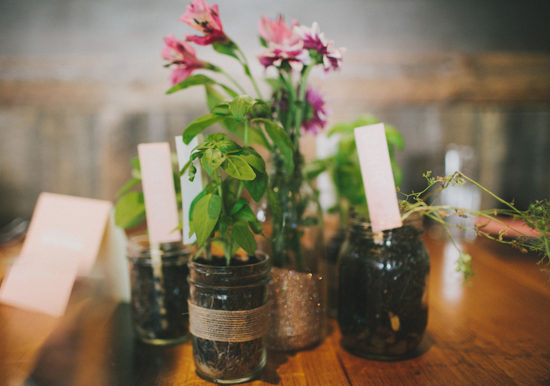 jar potted plant centerpieces