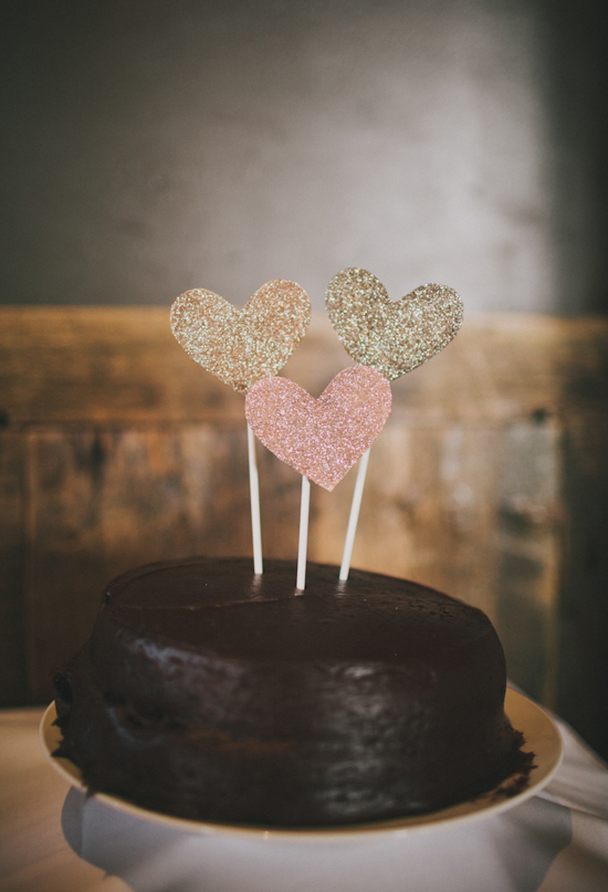 glitter heart cake toppers