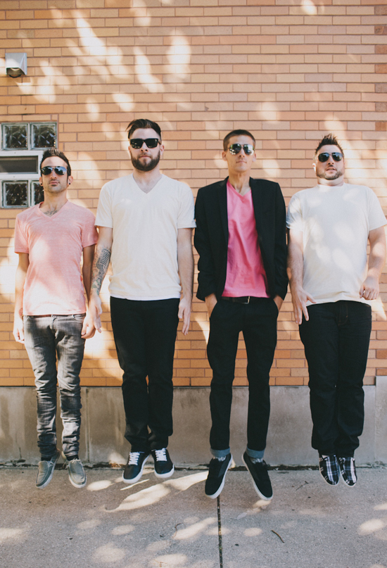 pink, white and black groomsmen wardrobe