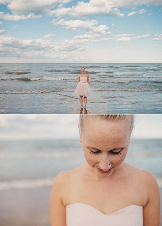 pale pink chiffon wedding dress