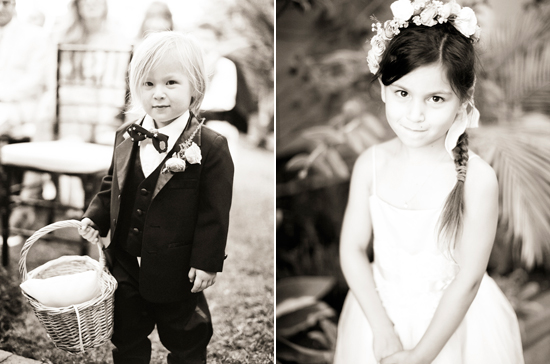 ring bearer tuxedo and flower girl floral crown | Photo by Nancy Neil