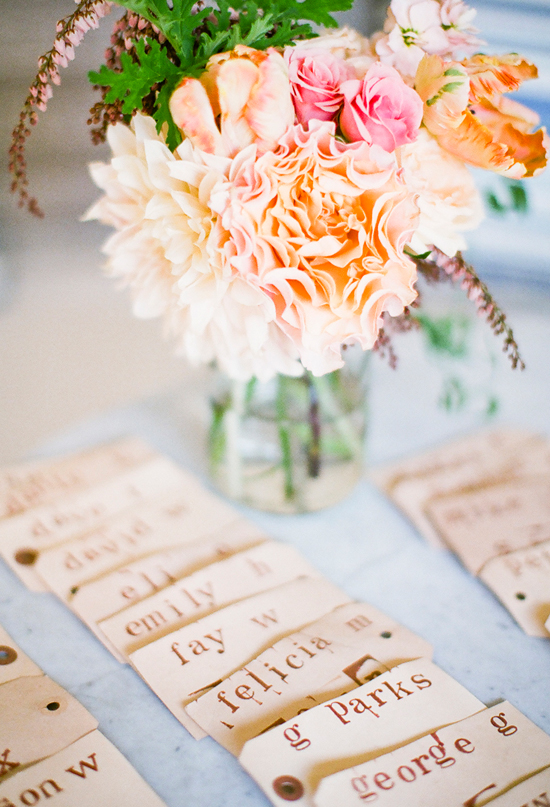 tea-stained tag escort cards | Photo by Nancy Neil