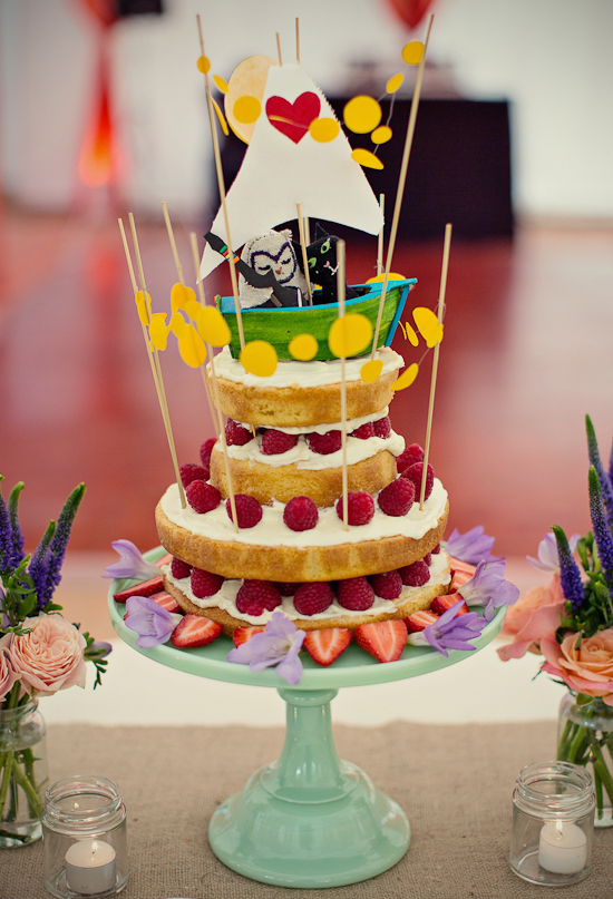 quirky fruit and frosting wedding cake | Photo by Marianne Taylor