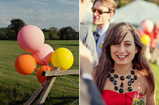 balloon decor and outdoor cocktail hour | Photo by Marianne Taylor