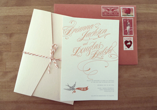 bird and ribbon script invitations | Photo by Anne Nunn Photography