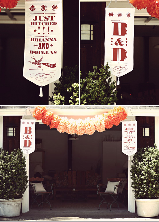 custom printed bannes and paper garland | Photo by Anne Nunn Photography