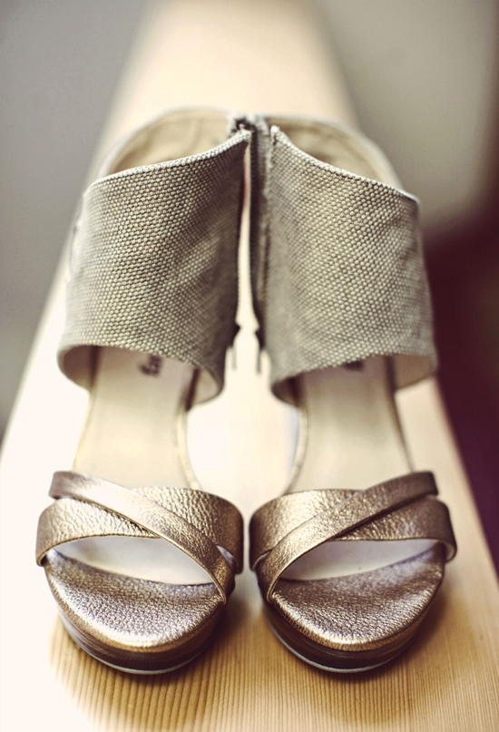 gold canvas and leather heels | Photo by Anne Nunn Photography