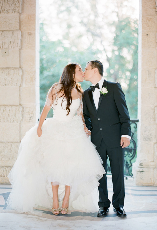 romantic Vizcaya villa and Valentino gold sparkled bow heels | Photo by KT Merry