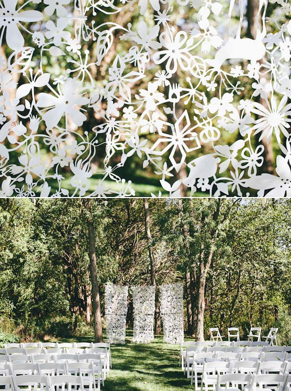 Tord Boontje laser cute ceremony backdrop | Mullers Photo |100 Layer Cake