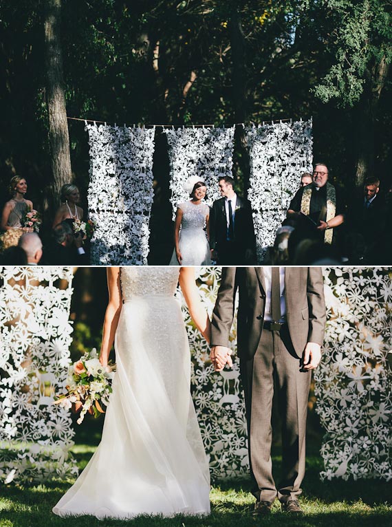 Tord Boontje laser cute ceremony backdrop | Mullers Photo |100 Layer Cake
