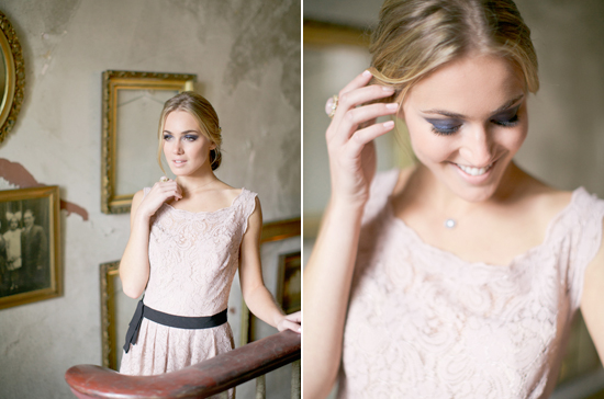 pink lace dress and black-ribbon cinched waist | Photo by Jeremy Harwell
