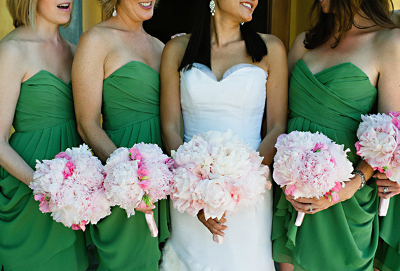 Green bridesmaid dresses | 100 Layer Cake