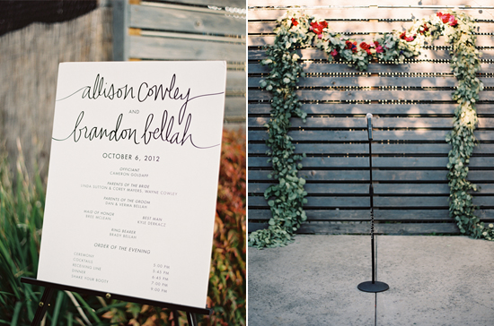script invitation and flower garland altar | Photo by Jessica Burke