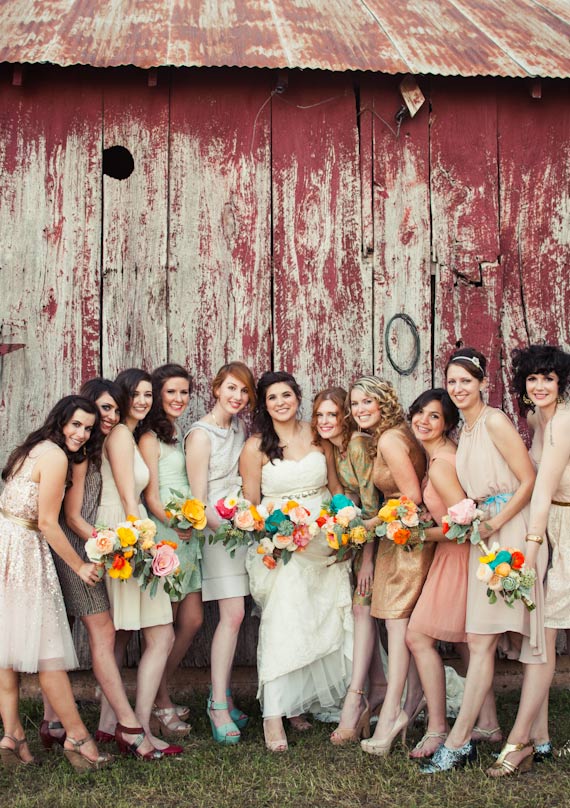 Mixed matched bridesmaids | photo by Paige Newton | 100 Layer Cake
