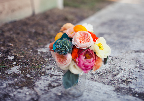 Colorful wedding bouquet | photo by Paige Newton | 100 Layer Cake