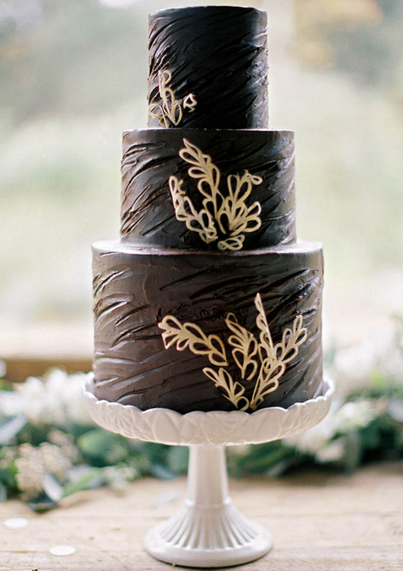 Chocolate and gold wedding cake | Scott Michael Photography | 100 Layer Cake 