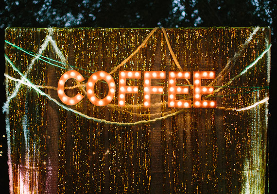 Coffee wedding signage | photos by Annie McElwain | 100 Layer Cake