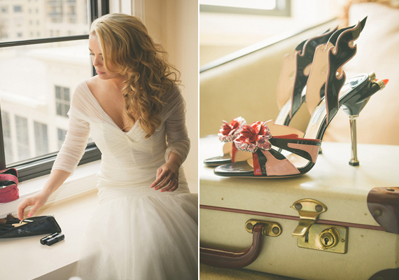 Monique Llhulier wedding Prada Shoes dress | photos by Jason Hales | 100 Layer Cake